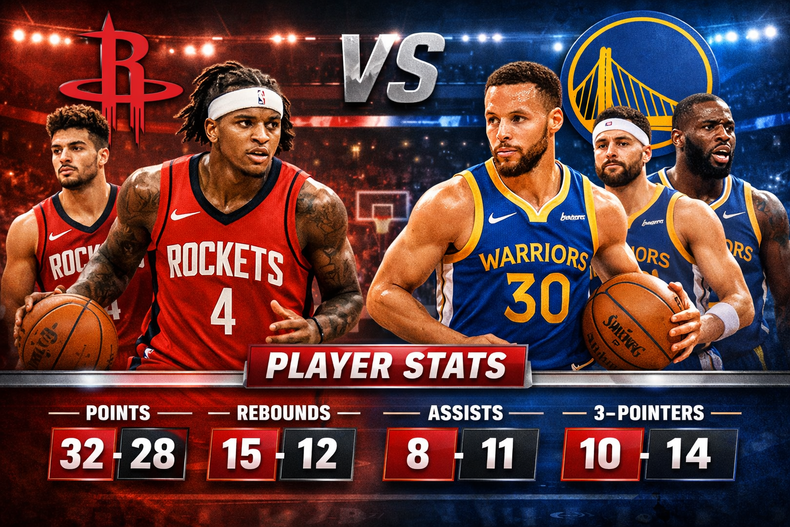 houston rockets vs golden state warriors match player stats