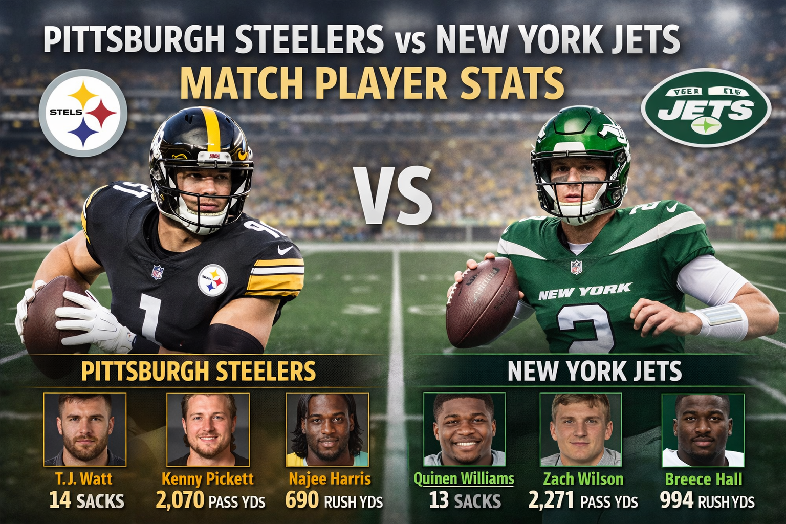 pittsburgh steelers vs new york jets match player stats